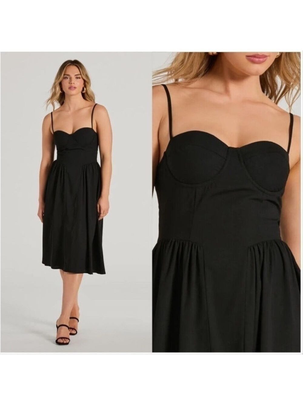 Windsor Womens NEW Blissful Afternoons Corset A-Line Midi Dress in Black
